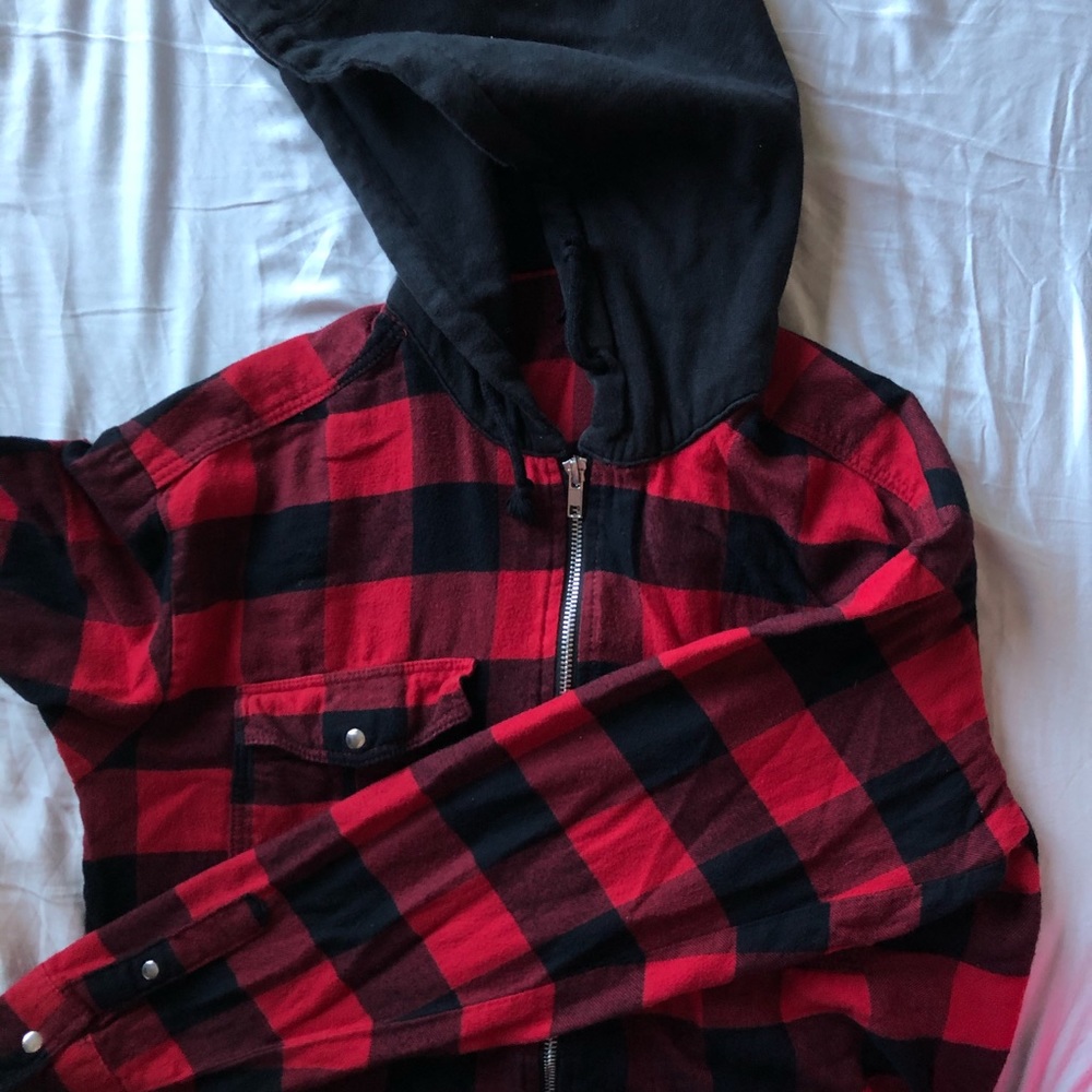 Plaid Zip Up Hoodie